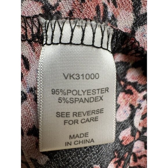 Adrienne Vittadini Floral Tie Front Blouse Top Small Red Pink Black Fall - Picture 5 of 5